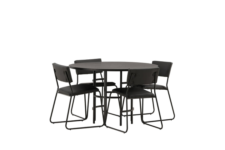 Venture Home Copenhagen Dining Table - Black / Black Veneer +Kenth Chair - Black / Black PU _4
