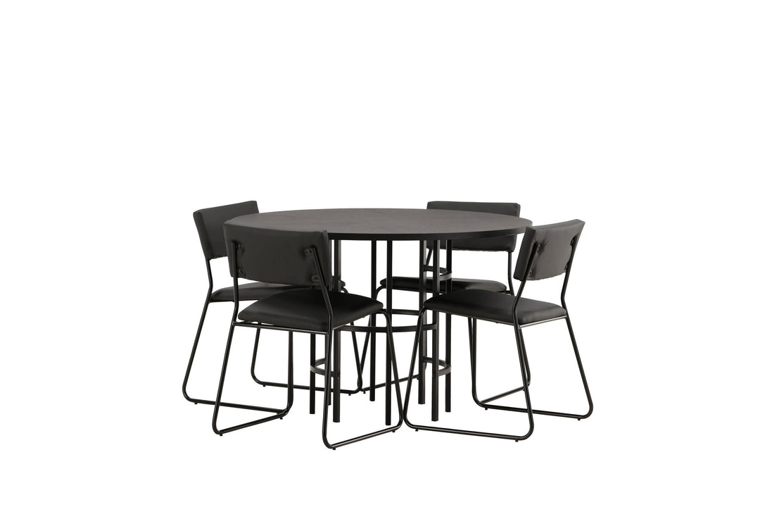 Venture Home Copenhagen Dining Table - Black / Black Veneer +Kenth Chair - Black / Black PU _4
