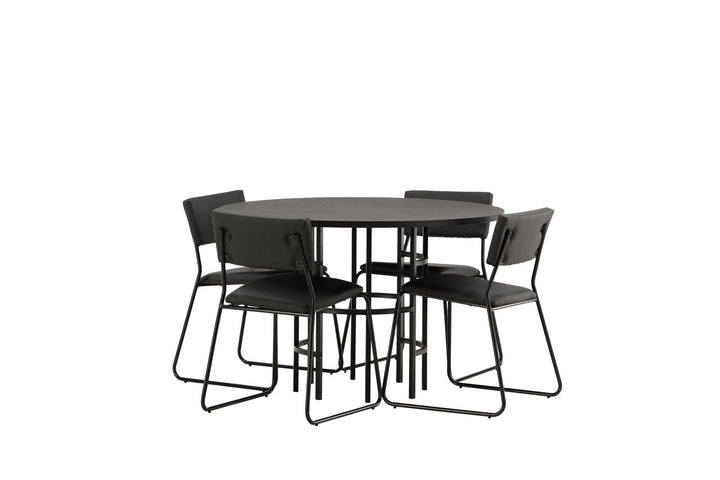 Venture Home Copenhagen Dining Table - Black / Black Veneer +Kenth Chair - Black / Black PU _4