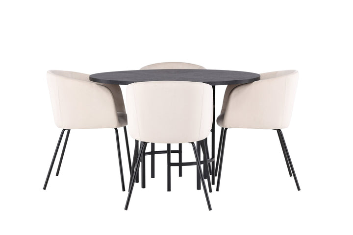 Venture Home Copenhagen Dining Table - Black / Black Veneer +Berit Chair - Black / Beige Velvet _4