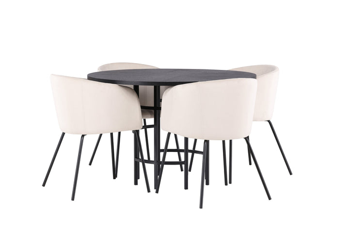 Venture Home Copenhagen Dining Table - Black / Black Veneer +Berit Chair - Black / Beige Velvet _4