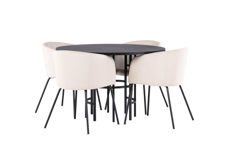 Venture Home Copenhagen Dining Table - Black / Black Veneer +Berit Chair - Black / Beige Velvet _4