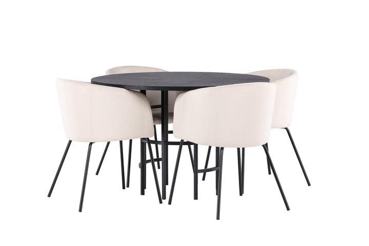 Venture Home Copenhagen Dining Table - Black / Black Veneer +Berit Chair - Black / Beige Velvet _4
