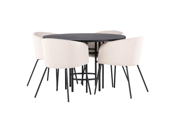 Venture Home Copenhagen Dining Table - Black / Black Veneer +Berit Chair - Black / Beige Velvet _4