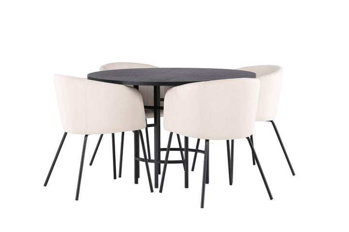 Venture Home Copenhagen Dining Table - Black / Black Veneer +Berit Chair - Black / Beige Velvet _4