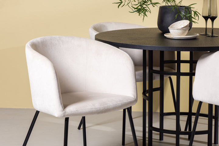 Venture Home Copenhagen Dining Table - Black / Black Veneer +Berit Chair - Black / Beige Velvet _4
