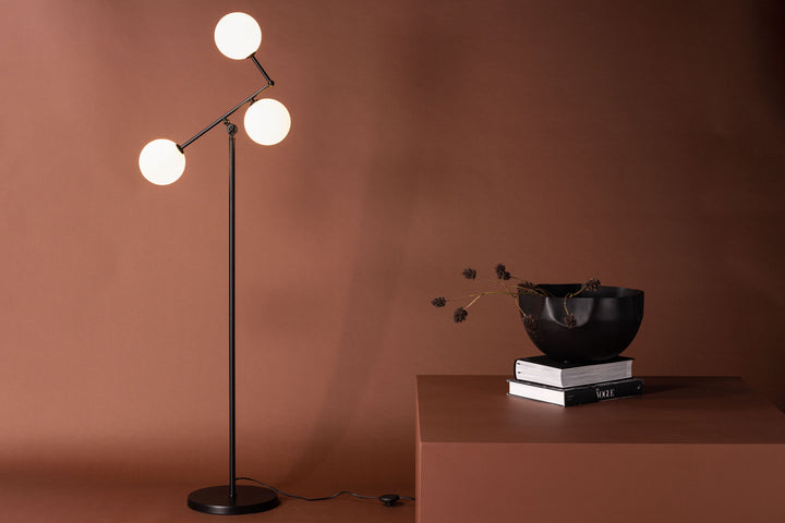 Venture Home Marsan Floor Lamp - Black / White glass