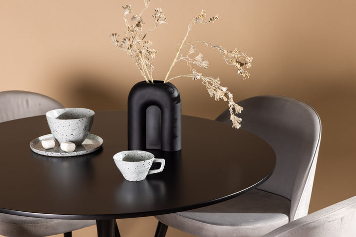 Venture Home Glade Dining Table - Black / Black MDF +Velvet Dining Chair - Light Grey / Black _4