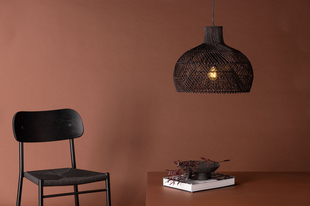 Venture Home Laroche Pendant Lamp - Black / Black darkbrown rattan