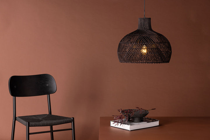 Venture Home Laroche Pendant Lamp - Black / Black darkbrown rattan