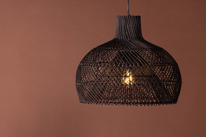 Venture Home Laroche Pendant Lamp - Black / Black darkbrown rattan