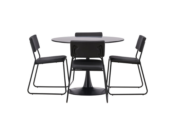 Venture Home Glade Dining Table - Black / Black MDF +Kenth Chair - Black / Black PU _4