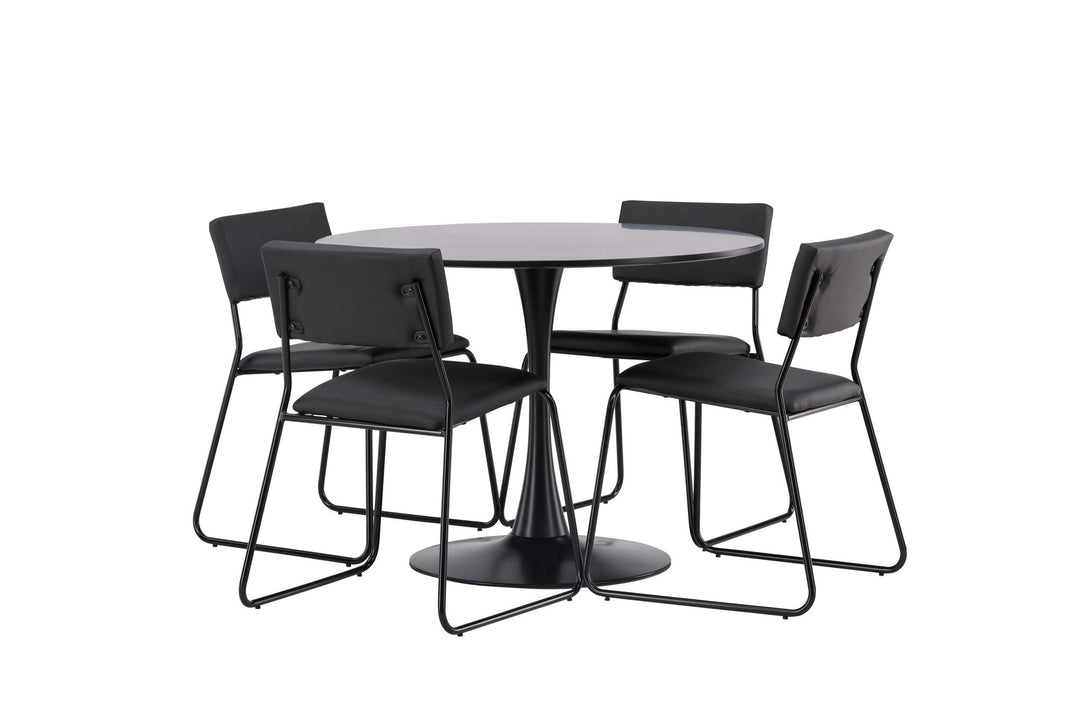 Venture Home Glade Dining Table - Black / Black MDF +Kenth Chair - Black / Black PU _4