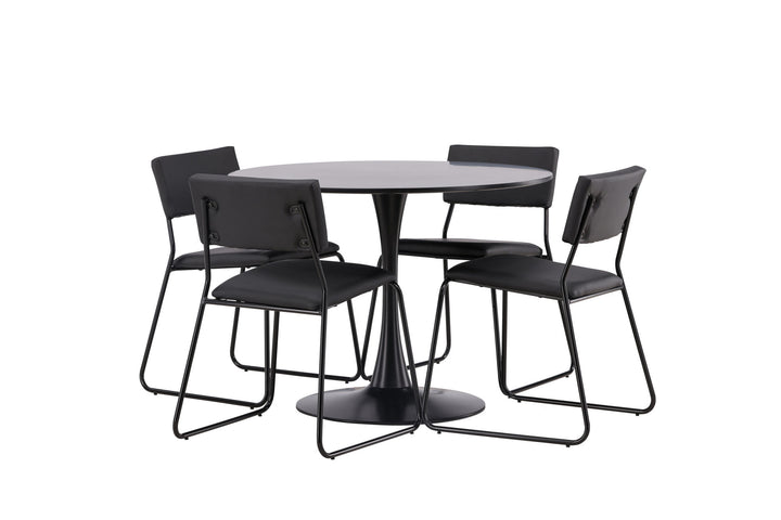 Venture Home Glade Dining Table - Black / Black MDF +Kenth Chair - Black / Black PU _4