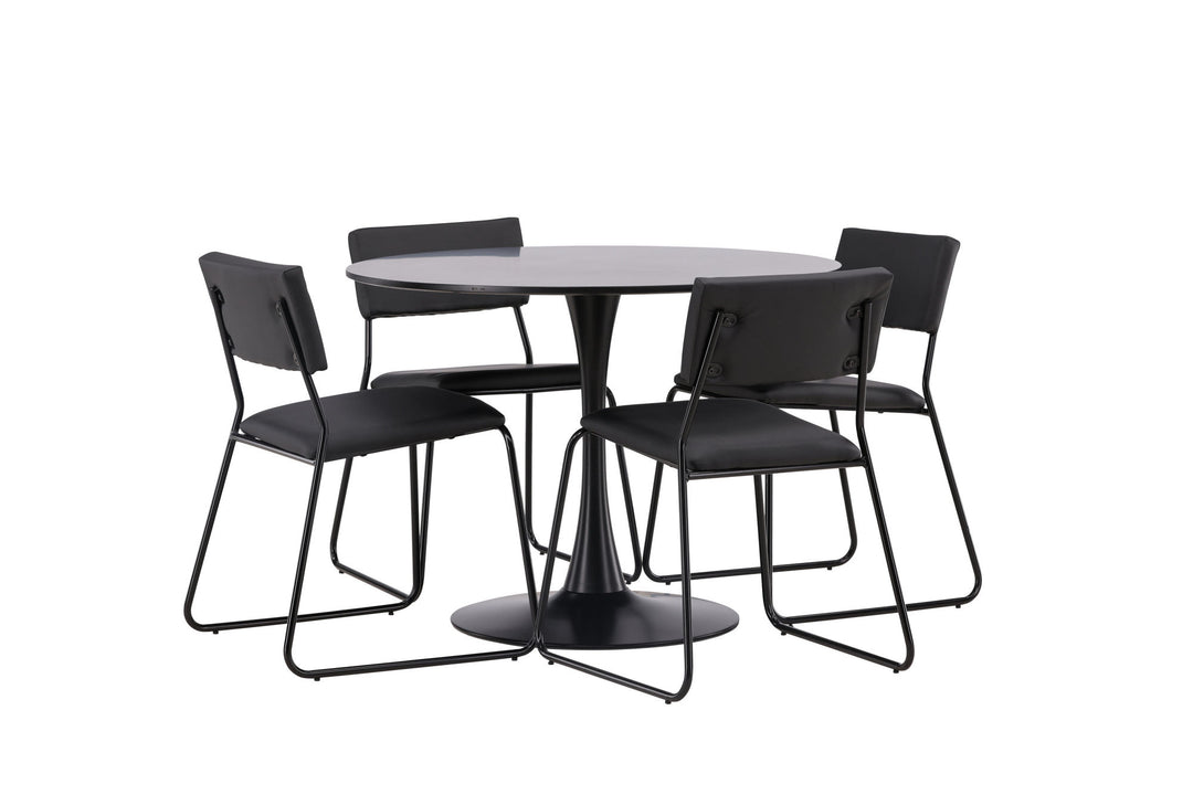 Venture Home Glade Dining Table - Black / Black MDF +Kenth Chair - Black / Black PU _4