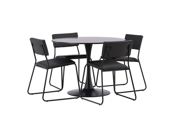 Venture Home Glade Dining Table - Black / Black MDF +Kenth Chair - Black / Black PU _4