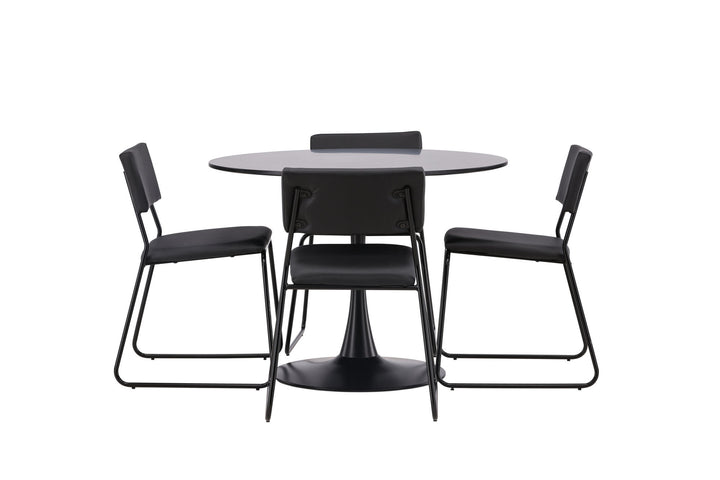 Venture Home Glade Dining Table - Black / Black MDF +Kenth Chair - Black / Black PU _4