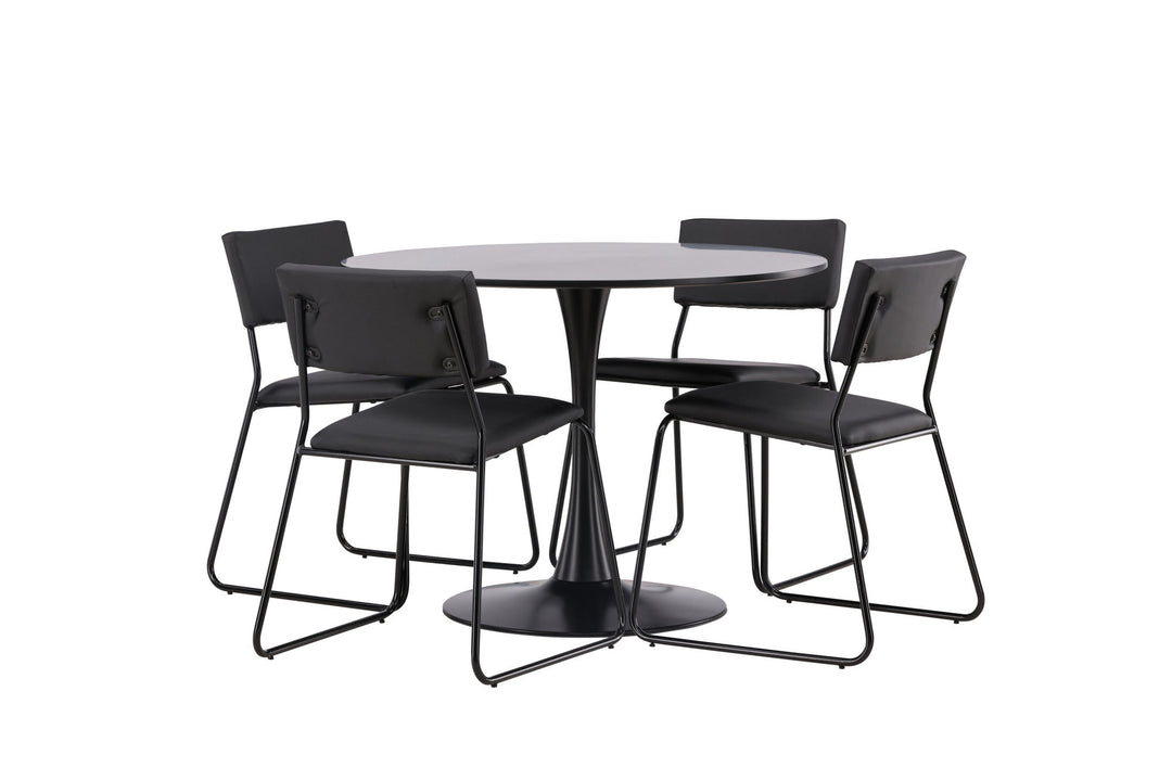 Venture Home Glade Dining Table - Black / Black MDF +Kenth Chair - Black / Black PU _4