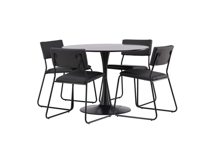Venture Home Glade Dining Table - Black / Black MDF +Kenth Chair - Black / Black PU _4