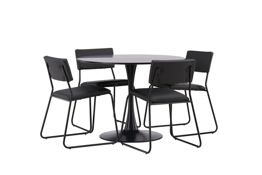Venture Home Glade Dining Table - Black / Black MDF +Kenth Chair - Black / Black PU _4
