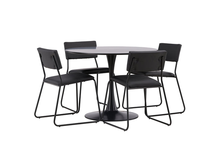 Venture Home Glade Dining Table - Black / Black MDF +Kenth Chair - Black / Black PU _4