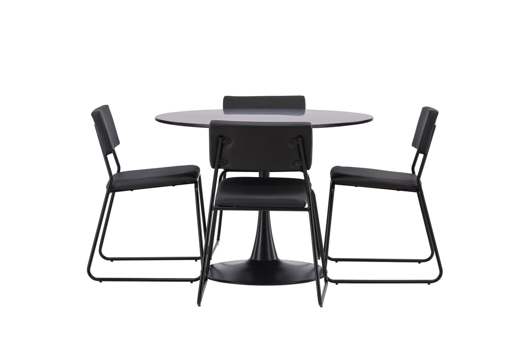 Venture Home Glade Dining Table - Black / Black MDF +Kenth Chair - Black / Black PU _4