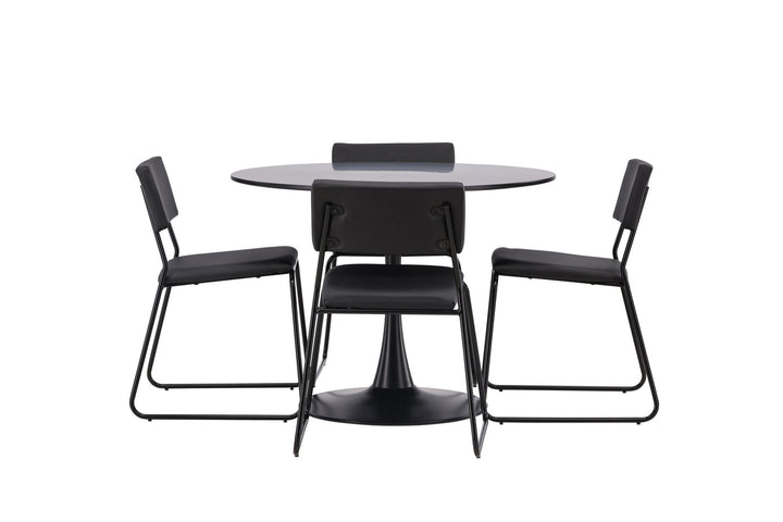 Venture Home Glade Dining Table - Black / Black MDF +Kenth Chair - Black / Black PU _4
