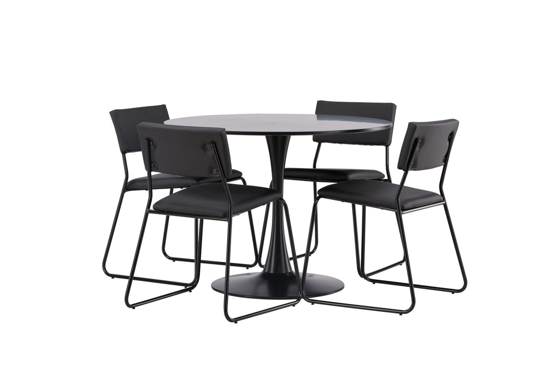 Venture Home Glade Dining Table - Black / Black MDF +Kenth Chair - Black / Black PU _4
