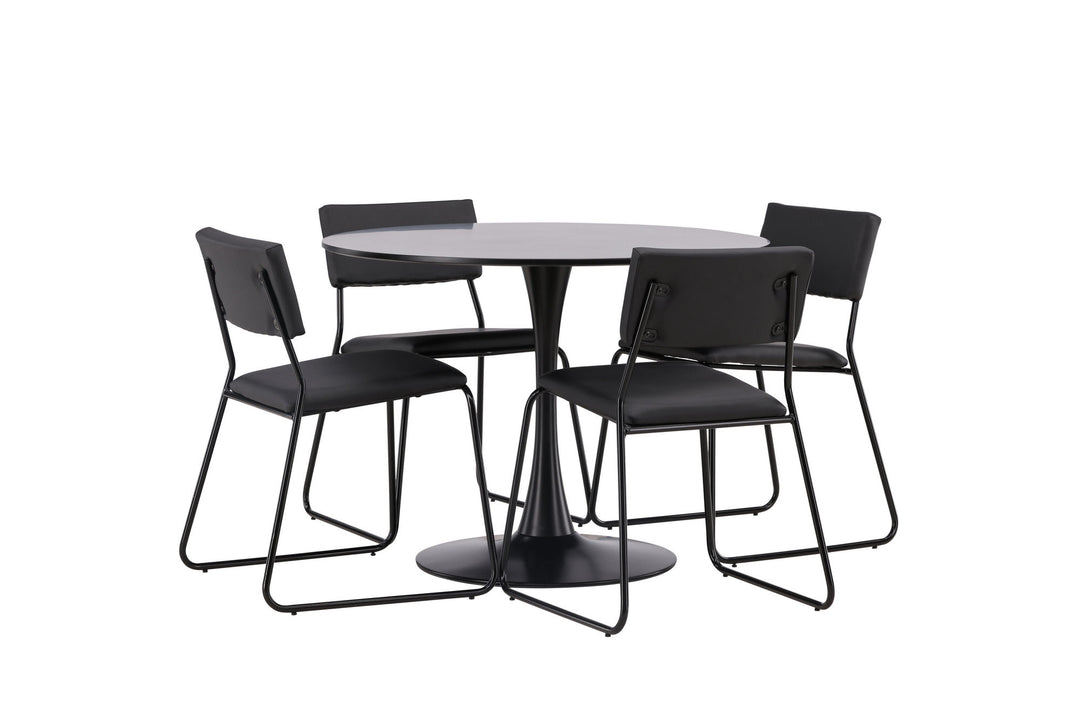 Venture Home Glade Dining Table - Black / Black MDF +Kenth Chair - Black / Black PU _4