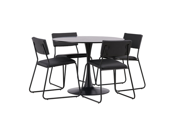 Venture Home Glade Dining Table - Black / Black MDF +Kenth Chair - Black / Black PU _4