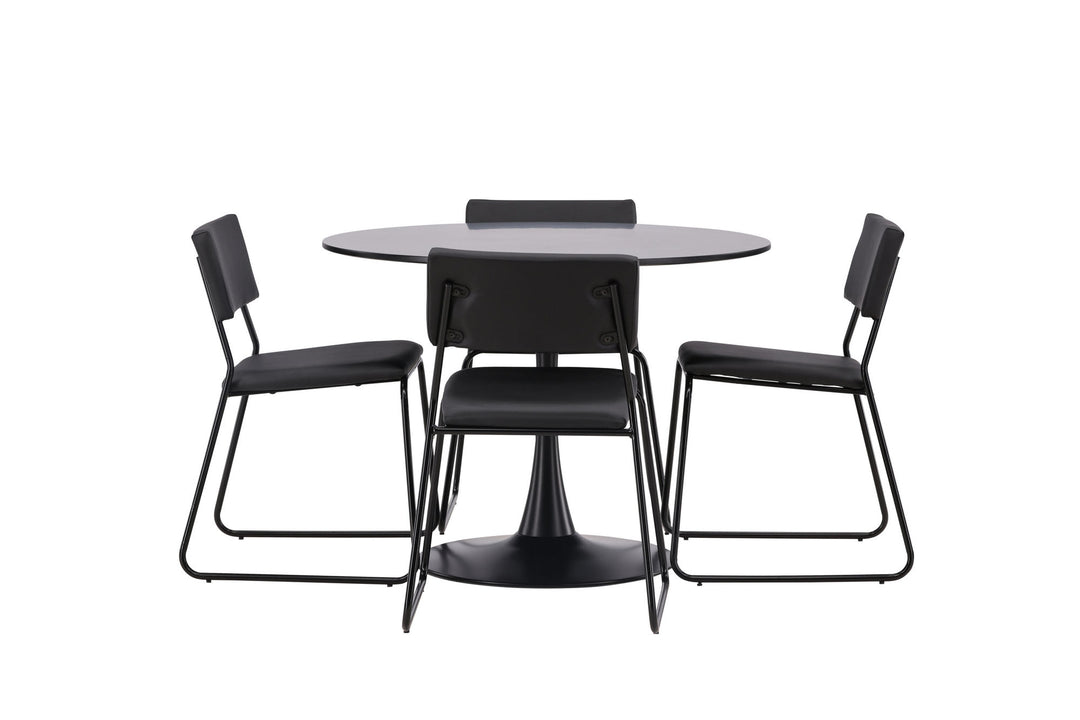 Venture Home Glade Dining Table - Black / Black MDF +Kenth Chair - Black / Black PU _4