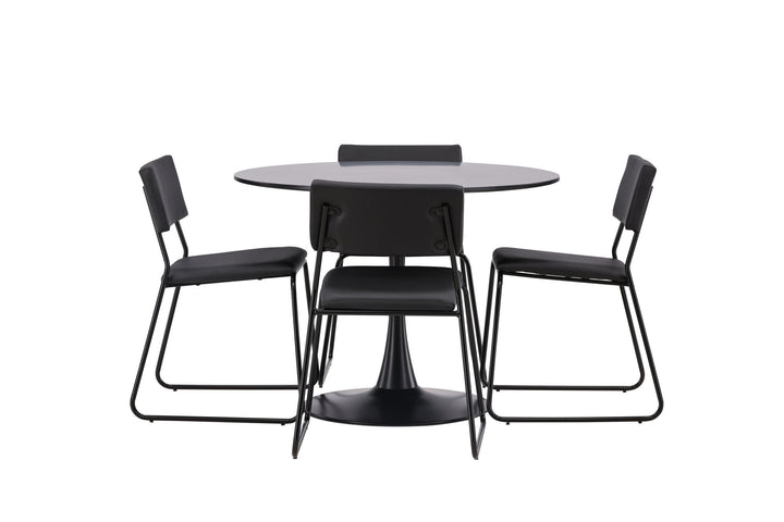 Venture Home Glade Dining Table - Black / Black MDF +Kenth Chair - Black / Black PU _4