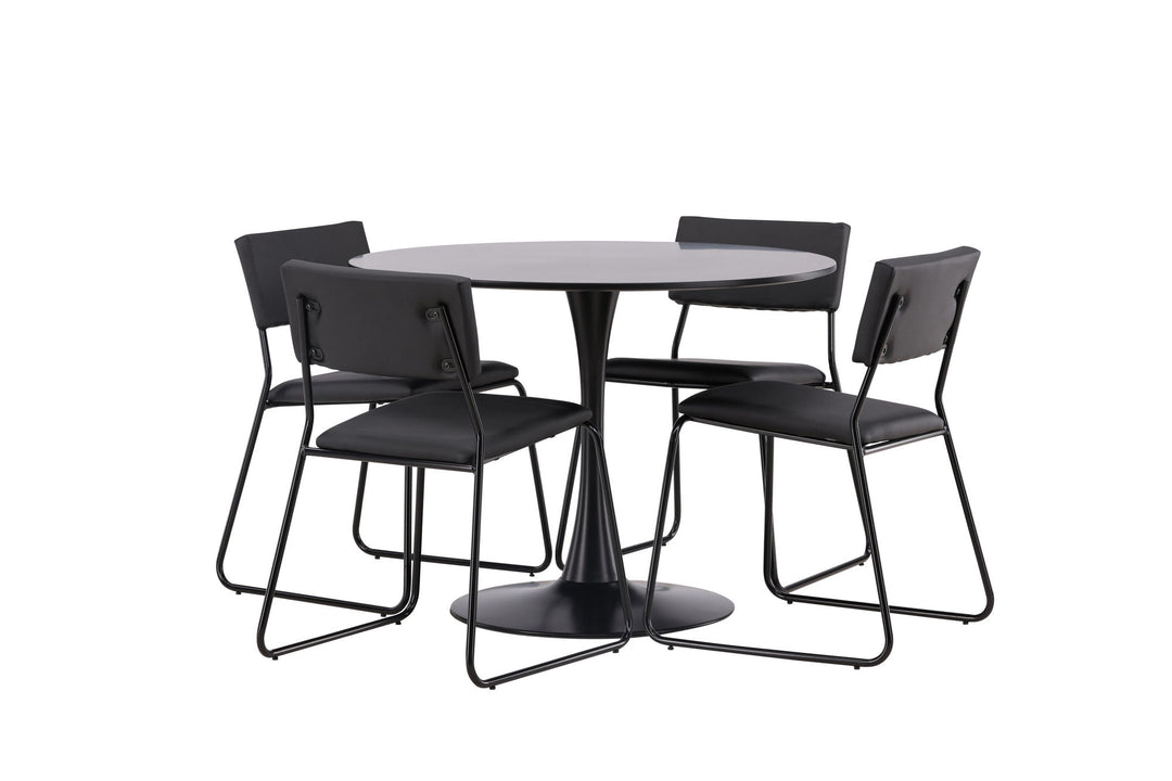 Venture Home Glade Dining Table - Black / Black MDF +Kenth Chair - Black / Black PU _4