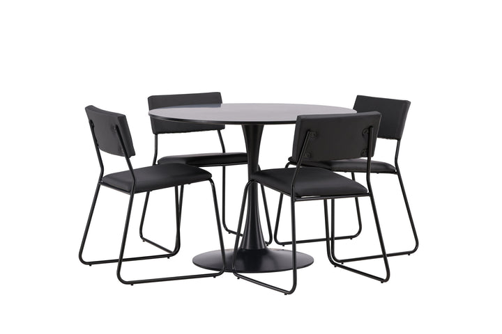 Venture Home Glade Dining Table - Black / Black MDF +Kenth Chair - Black / Black PU _4
