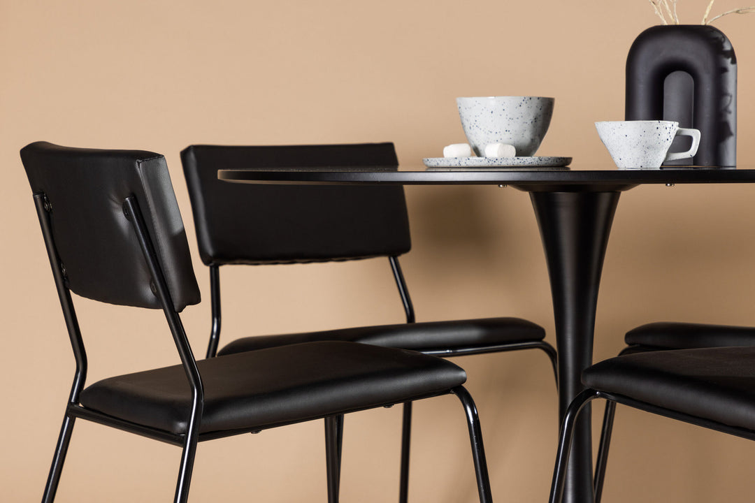 Venture Home Glade Dining Table - Black / Black MDF +Kenth Chair - Black / Black PU _4