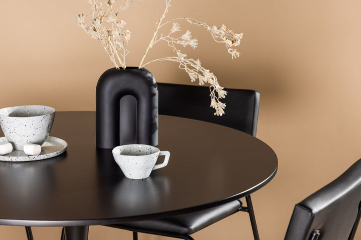 Venture Home Glade Dining Table - Black / Black MDF +Kenth Chair - Black / Black PU _4