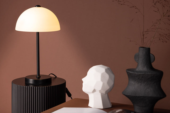 Venture Home Ferrand Table Lamp - Black / White glass