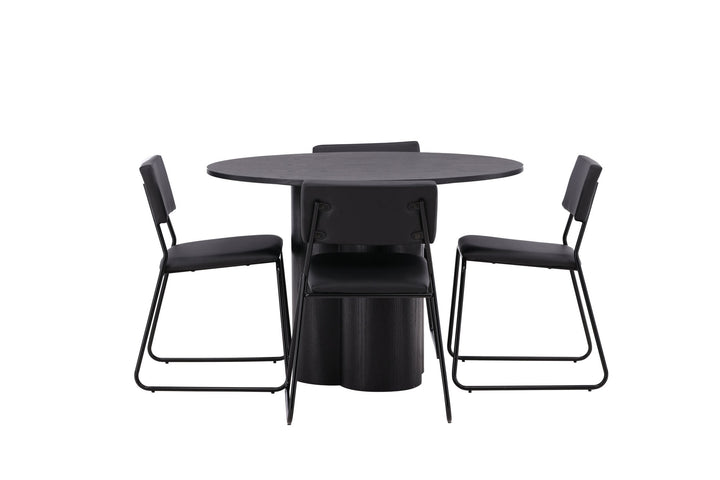 Venture Home OliviaDiningTable-Black/BlackVeneer+KenthChair-Black/BlackPU_4