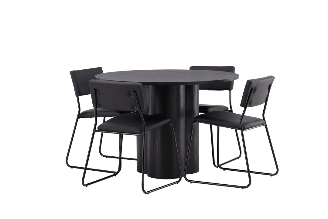 Venture Home OliviaDiningTable-Black/BlackVeneer+KenthChair-Black/BlackPU_4