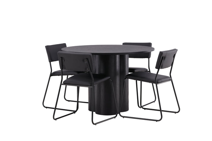 Venture Home OliviaDiningTable-Black/BlackVeneer+KenthChair-Black/BlackPU_4