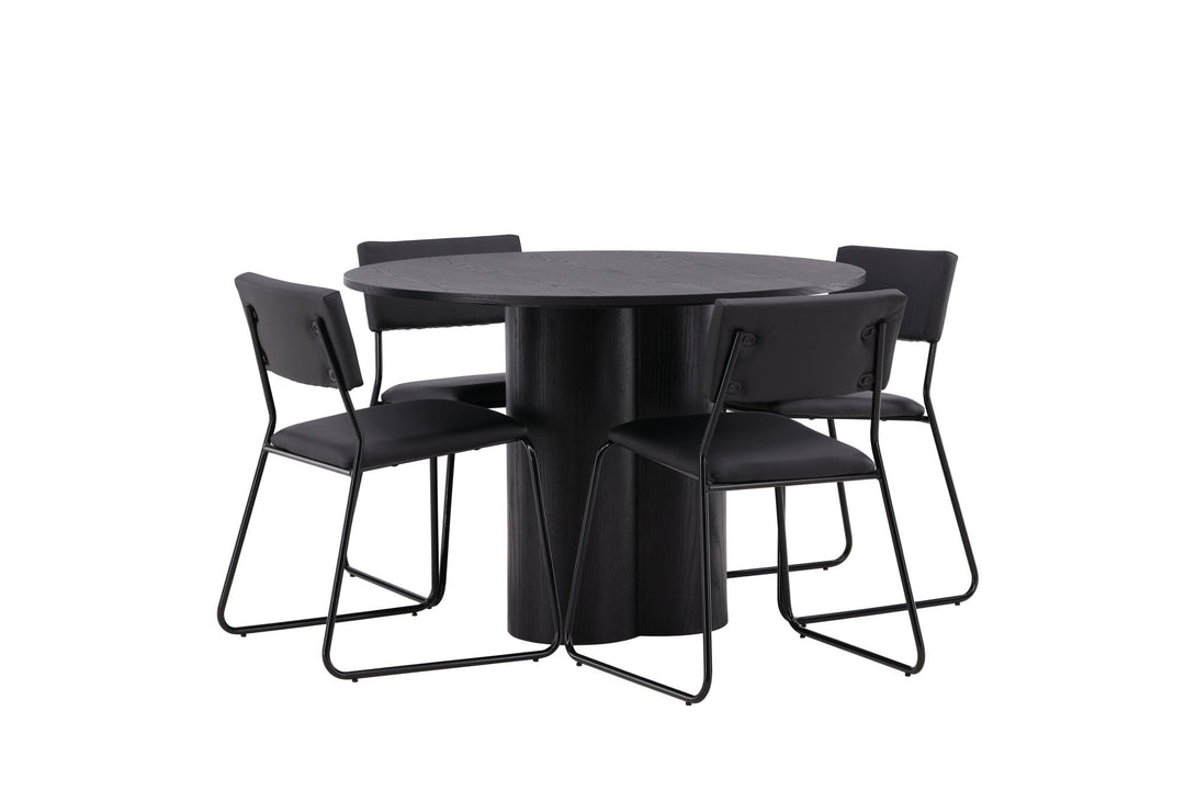 Venture Home OliviaDiningTable-Black/BlackVeneer+KenthChair-Black/BlackPU_4