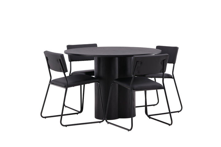Venture Home OliviaDiningTable-Black/BlackVeneer+KenthChair-Black/BlackPU_4