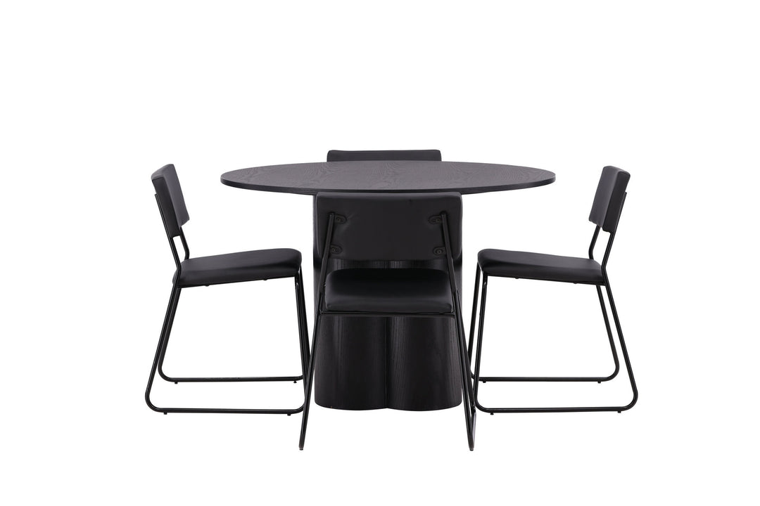 Venture Home OliviaDiningTable-Black/BlackVeneer+KenthChair-Black/BlackPU_4