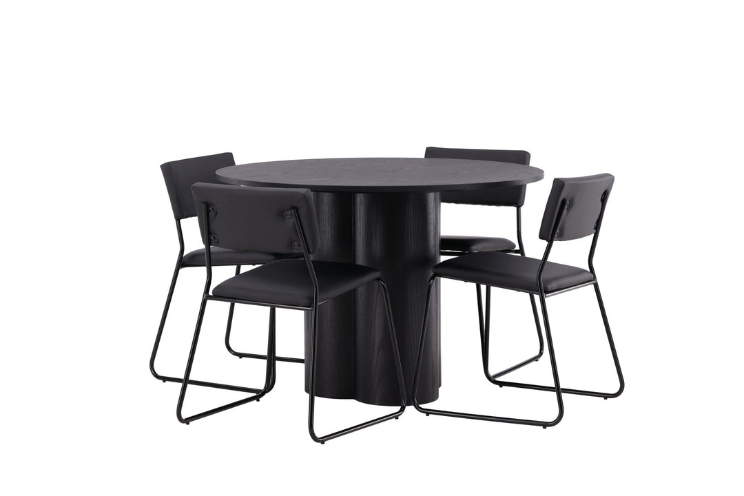 Venture Home OliviaDiningTable-Black/BlackVeneer+KenthChair-Black/BlackPU_4