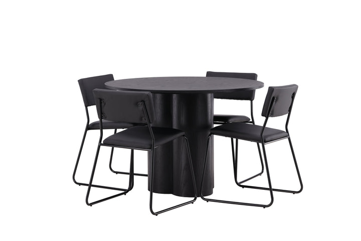 Venture Home OliviaDiningTable-Black/BlackVeneer+KenthChair-Black/BlackPU_4