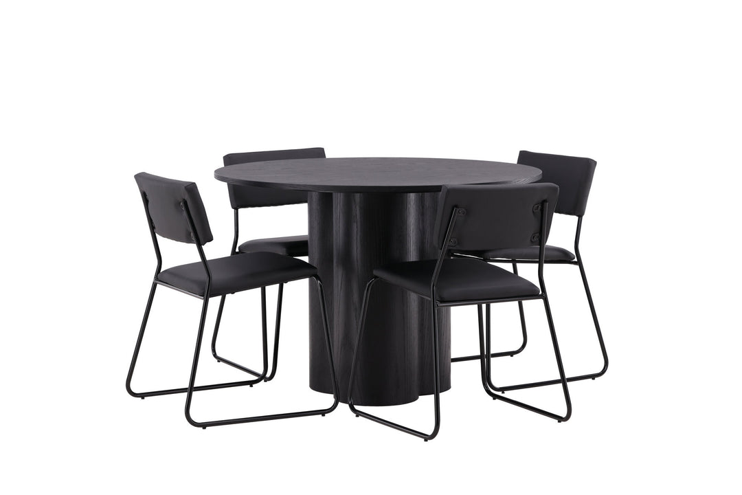 Venture Home OliviaDiningTable-Black/BlackVeneer+KenthChair-Black/BlackPU_4