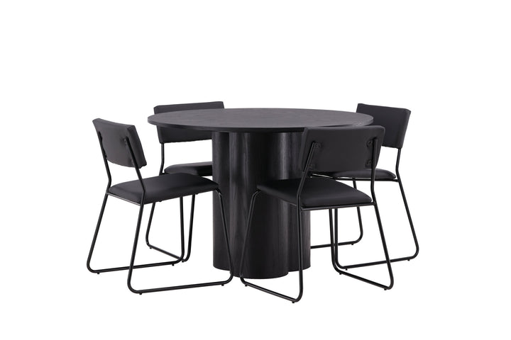 Venture Home OliviaDiningTable-Black/BlackVeneer+KenthChair-Black/BlackPU_4
