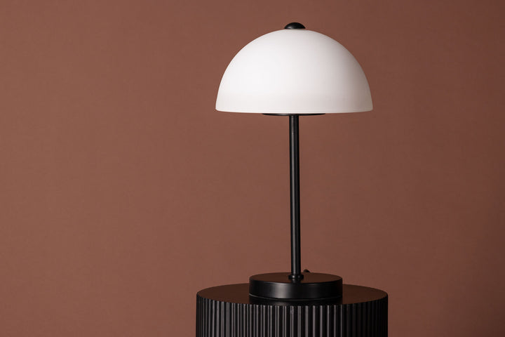 Venture Home Ferrand Table Lamp - Black / White glass