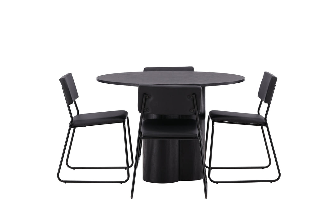 Venture Home OliviaDiningTable-Black/BlackVeneer+KenthChair-Black/BlackPU_4