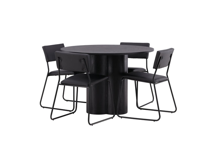 Venture Home OliviaDiningTable-Black/BlackVeneer+KenthChair-Black/BlackPU_4